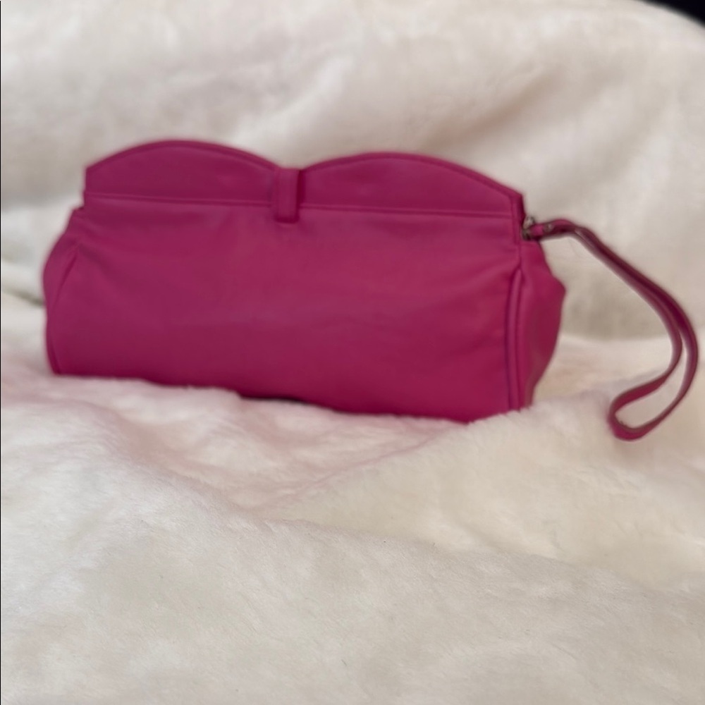 Bold Pink Clutch Wristlet with Structured Design